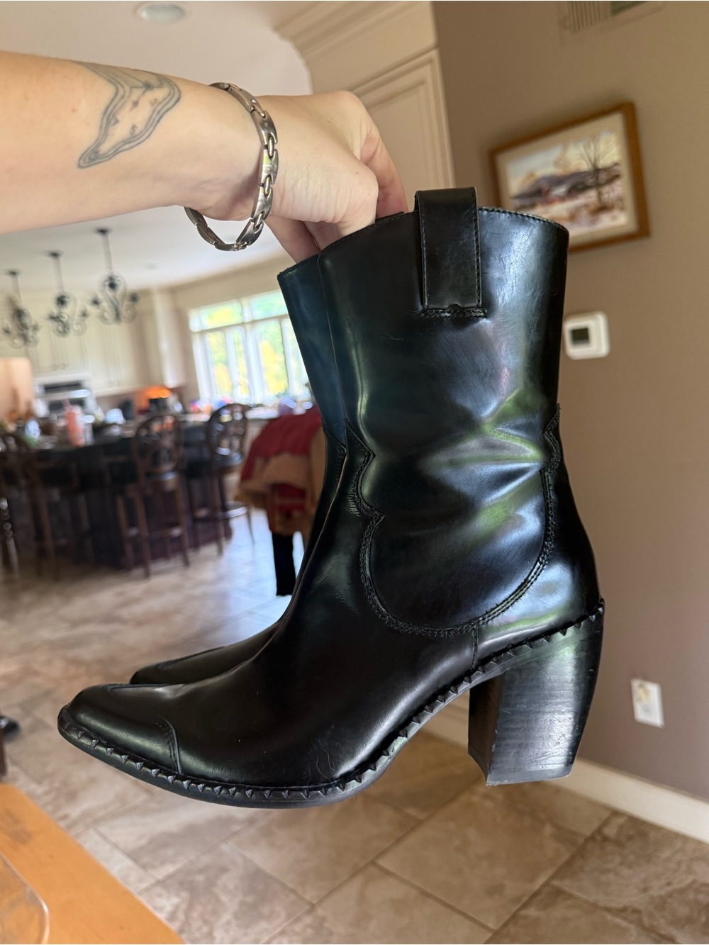 Jeffrey Campbell Xioro Western Booties in Black Box Leather